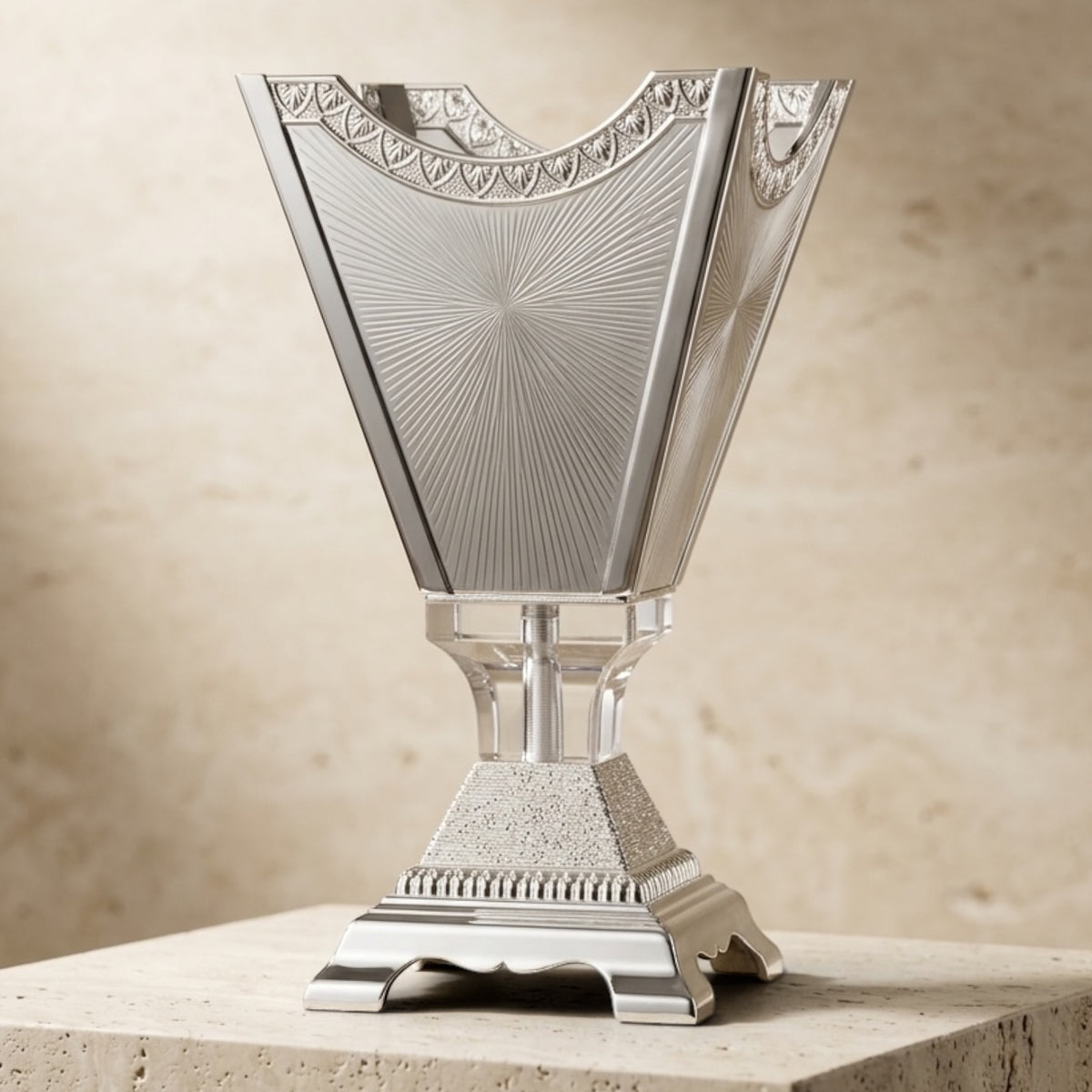 Luxury Silver & Crystal Sunburst Incense Burner