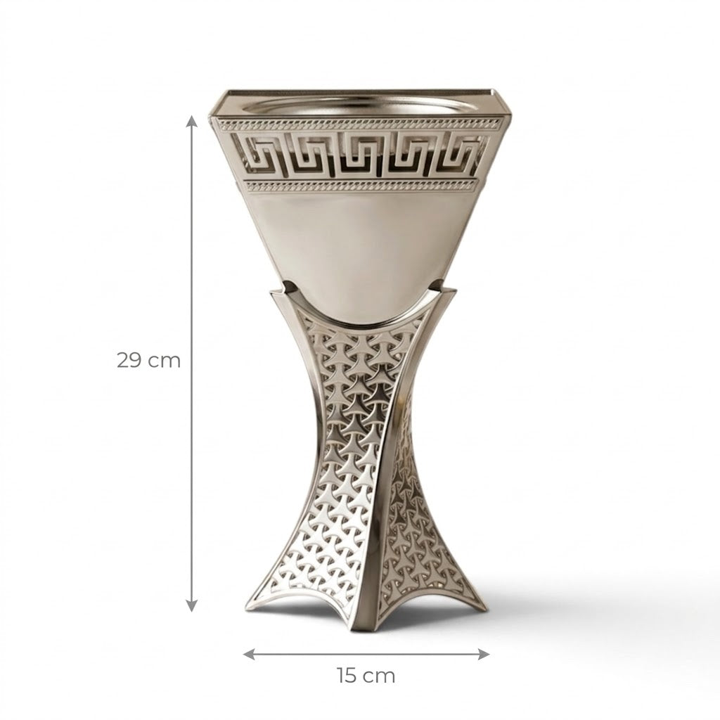 Luxury Silver Greek Key Incense Burner – (L)