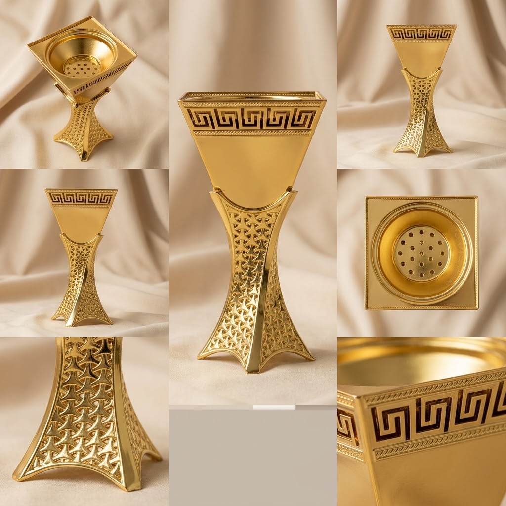 Luxury Golden Greek Key Incense Burner – (L)