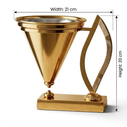 Modern Gold Incense Burner with Wooden Handle – Extra Large (XL)