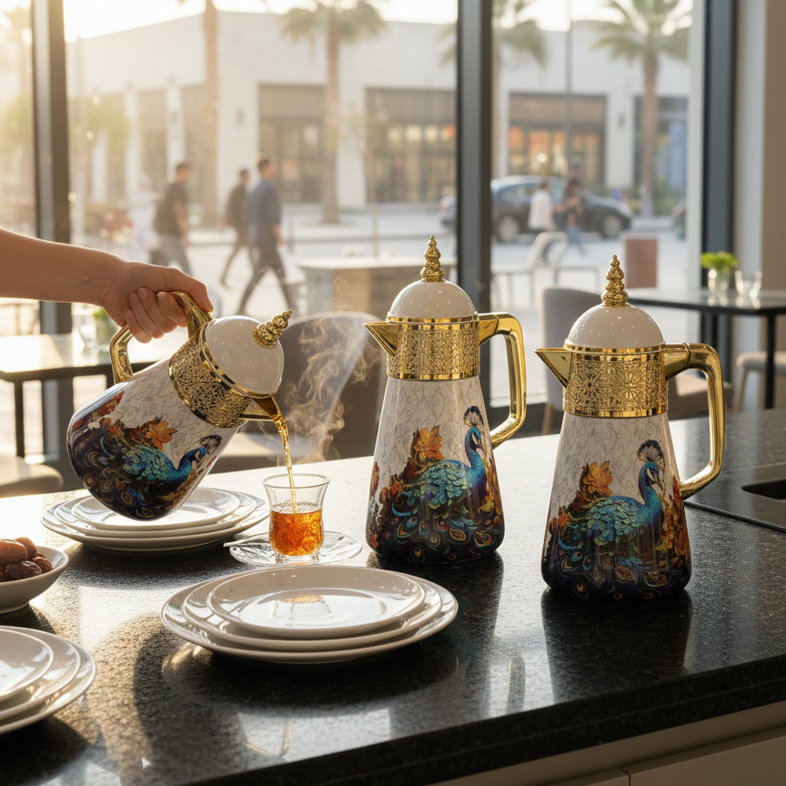Elegant Flask Set – 3 Pieces (1L + 0.7L + 0.5L) - Peacock - Mawaeen