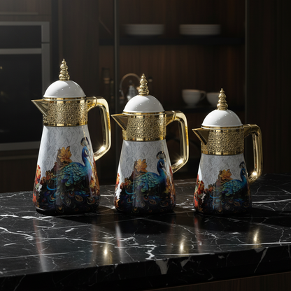 Elegant Flask Set – 3 Pieces (1L + 0.7L + 0.5L) - Peacock - Mawaeen