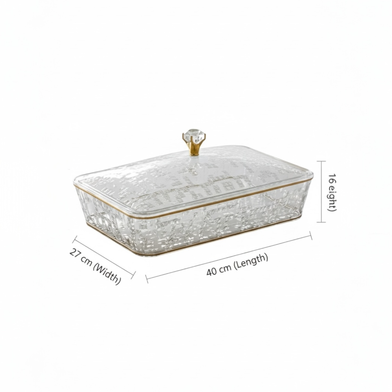 Elegant Rectangular Acrylic Candy Box with Lid G/Line – (L) - Mawaeen