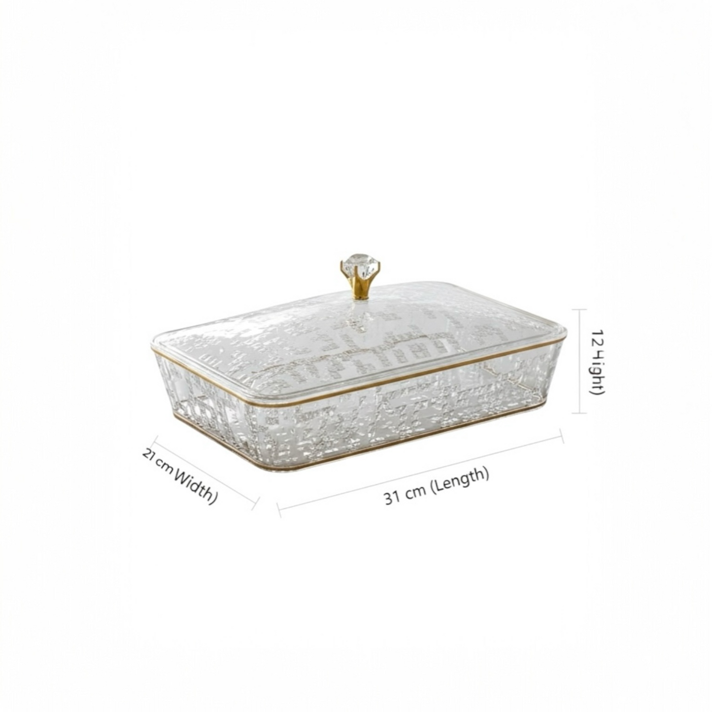 Elegant Rectangular Acrylic Candy Box D/6 with Lid G/Line – (S) - Mawaeen