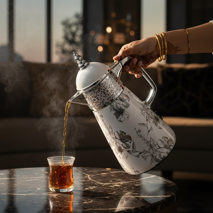 Elegant Floral Flask Set – 3 Pieces (1L + 0.7L + 0.5L) - Bird-Silver - Mawaeen