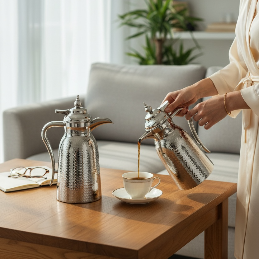 Nice 2-Piece Stainless Steel Flask Set Silver – 1L + 1L - Mawaeen