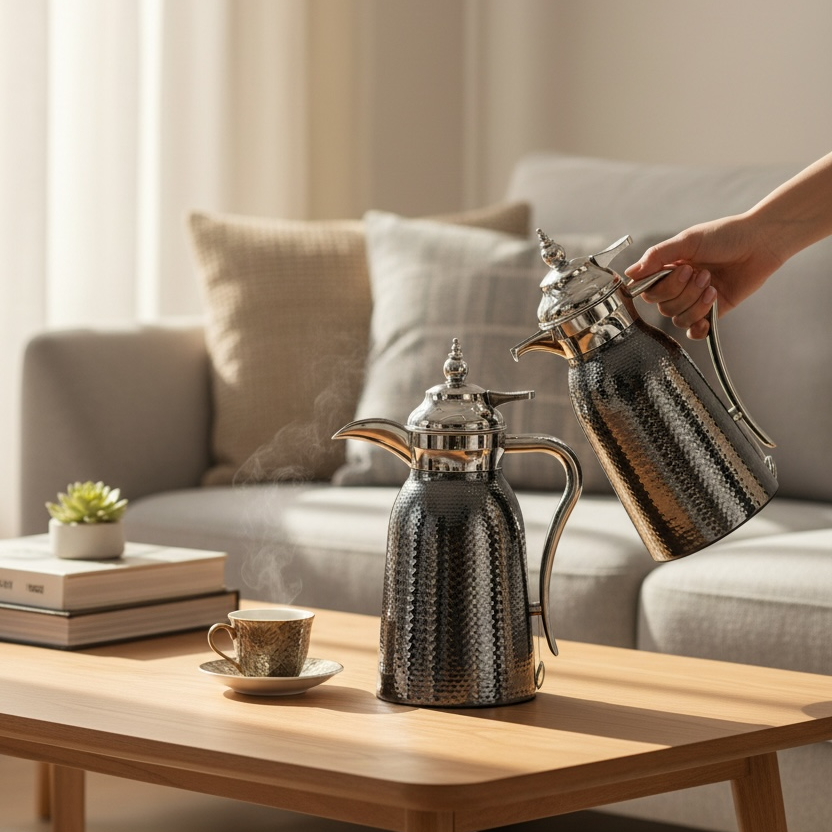 Nice 2-Piece Stainless Steel Flask Set Chrome – 1L + 1L - Mawaeen