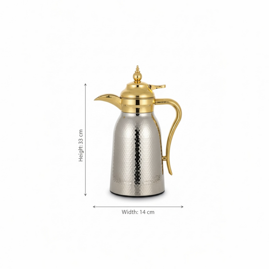 Nice 2-Piece Stainless Steel Flask Set Silver-Gold – 1L + 1L - Mawaeen