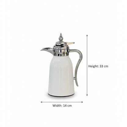 Nice 2-Piece Stainless Steel Flask Set White-Silver – 1L + 1L - Mawaeen