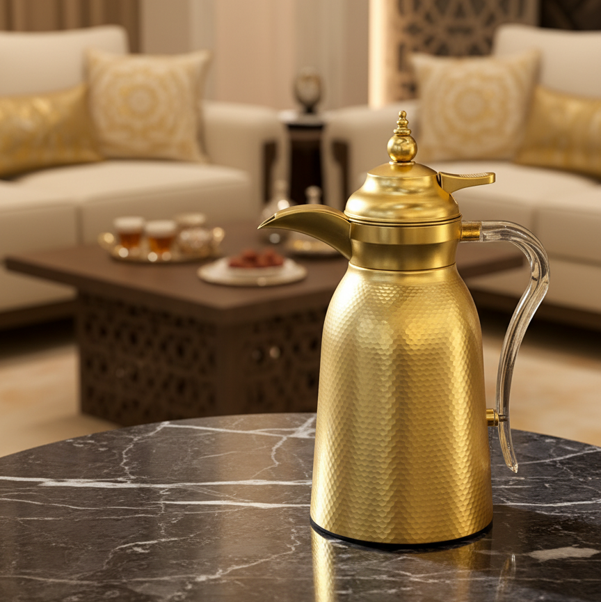 Nice 2-Piece Stainless Steel Flask Set Mat-Gold – 1L + 1L - Mawaeen