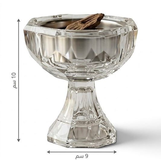 Compact Crystal Goblet Incense Burner (10 cm) – Diamond-Cut Design