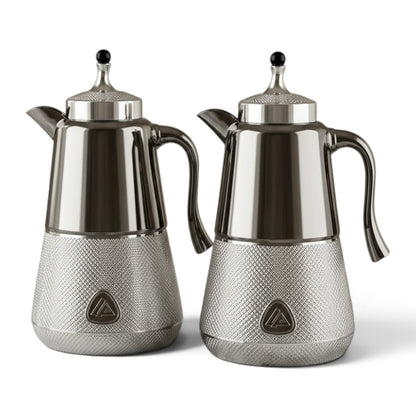 Luxury Chrome Silver Tea & Coffee Dallah Set (2 x 1.0L)