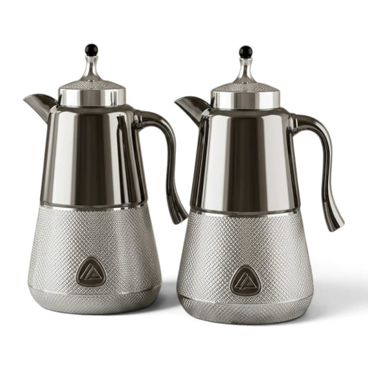 Luxury Chrome Silver Tea & Coffee Dallah Set (2 x 1.0L)