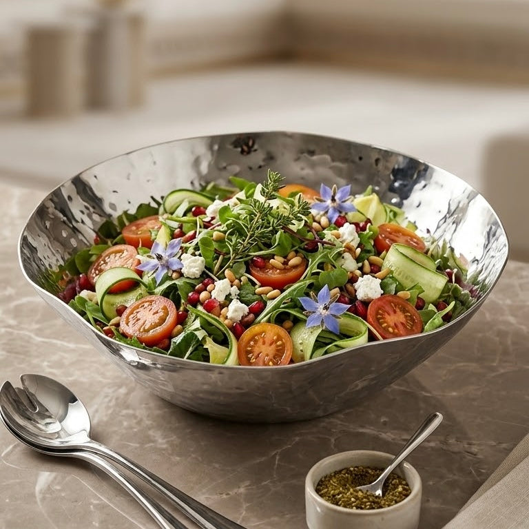 Hammered Stainless Steel Salad & Serving Bowl (Large – 17 cm)