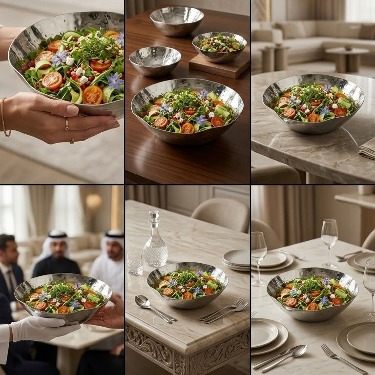 Hammered Stainless Steel Salad & Serving Bowl (Large – 17 cm)