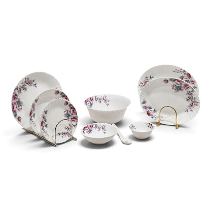 Germax Elegant Scalloped Pink Floral Banquet Dinnerware Set (39 Pc