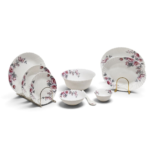 Germax Elegant Scalloped Pink Floral Banquet Dinnerware Set (39 Pc