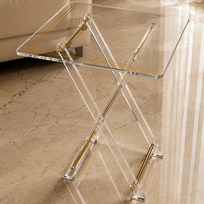 Luxury Transparent Acrylic Square Majlis Table Set with Holder Stand (4 Pcs)