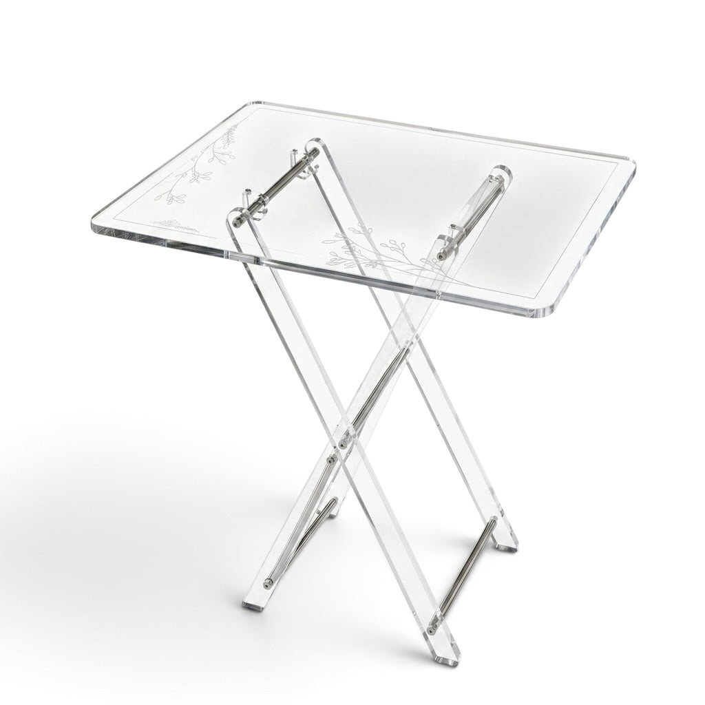 Luxury Transparent Acrylic Majlis Service Table Set with Silver Hardware (4 Pcs)