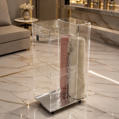 Luxury Mobile Acrylic Prayer Mat Trolley with Built-in Quran & Bukhoor Tray - Mawaeen