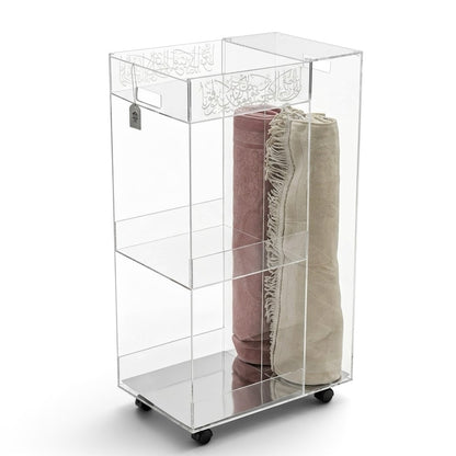 Luxury Mobile Acrylic Prayer Mat Trolley with Built-in Quran & Bukhoor Tray - Mawaeen