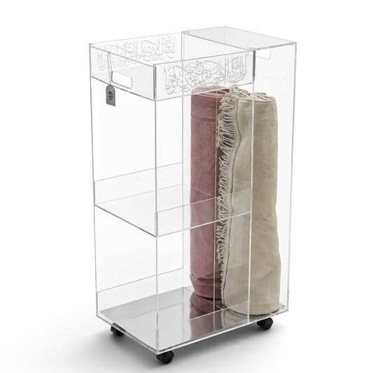 Luxury Mobile Acrylic Prayer Mat Trolley with Built-in Quran & Bukhoor Tray - Mawaeen