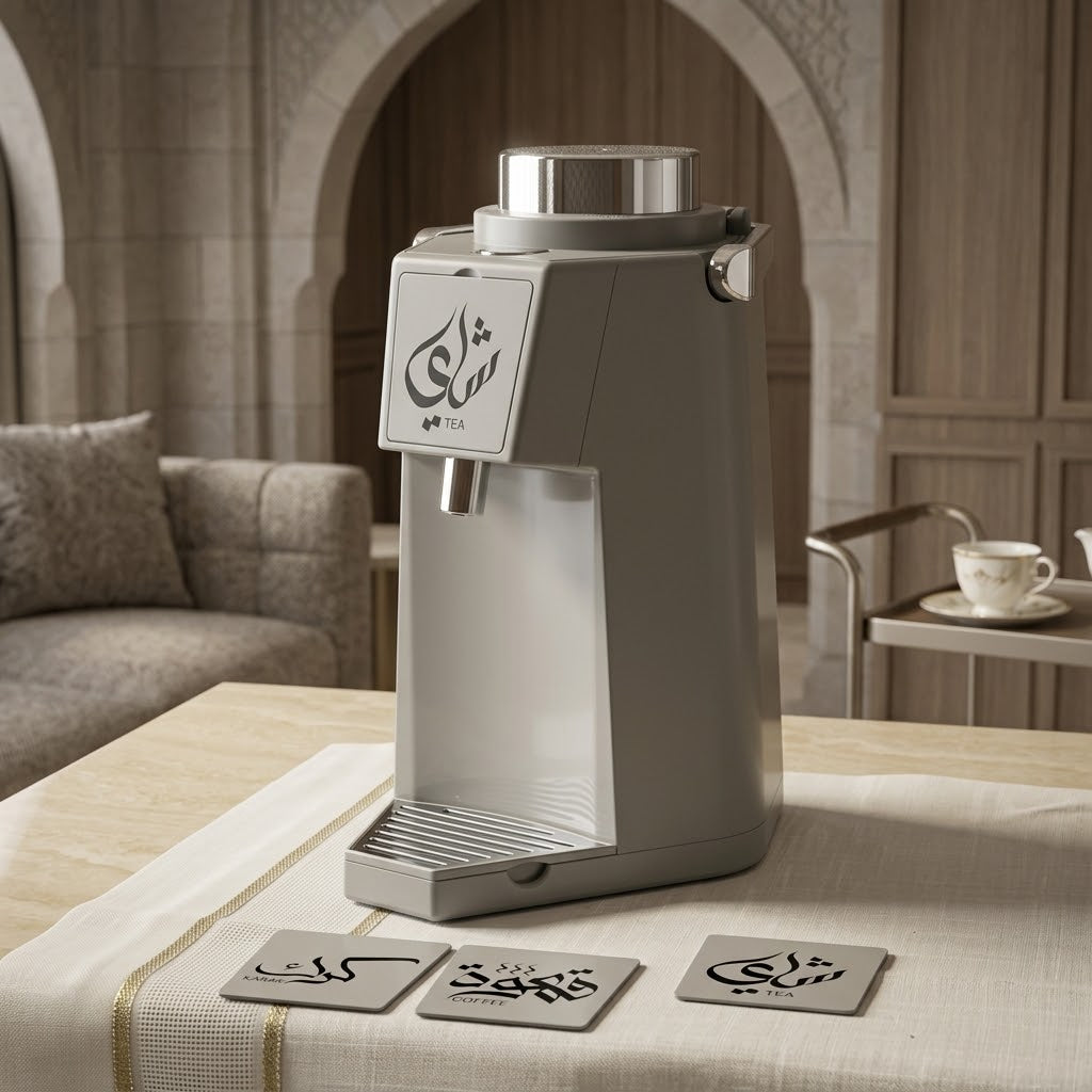 Luxury Modern Pump Thermal Flask (1.9L) with 3 Interchangeable Magnetic Badges – Grey