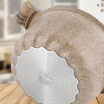 Life Smile 6-Piece Granite Cookware Set – Fluted Beige with Marble Handles