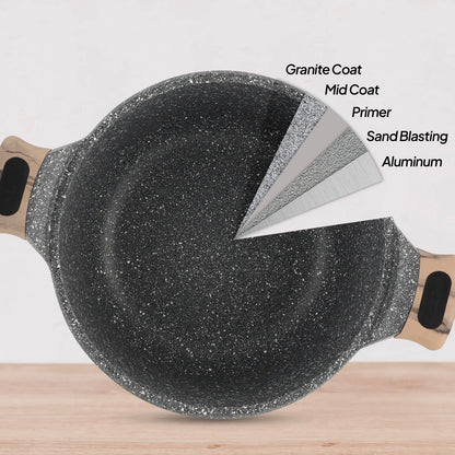 Life Smile 6-Piece Granite Cookware Set – Fluted Beige with Marble Handles