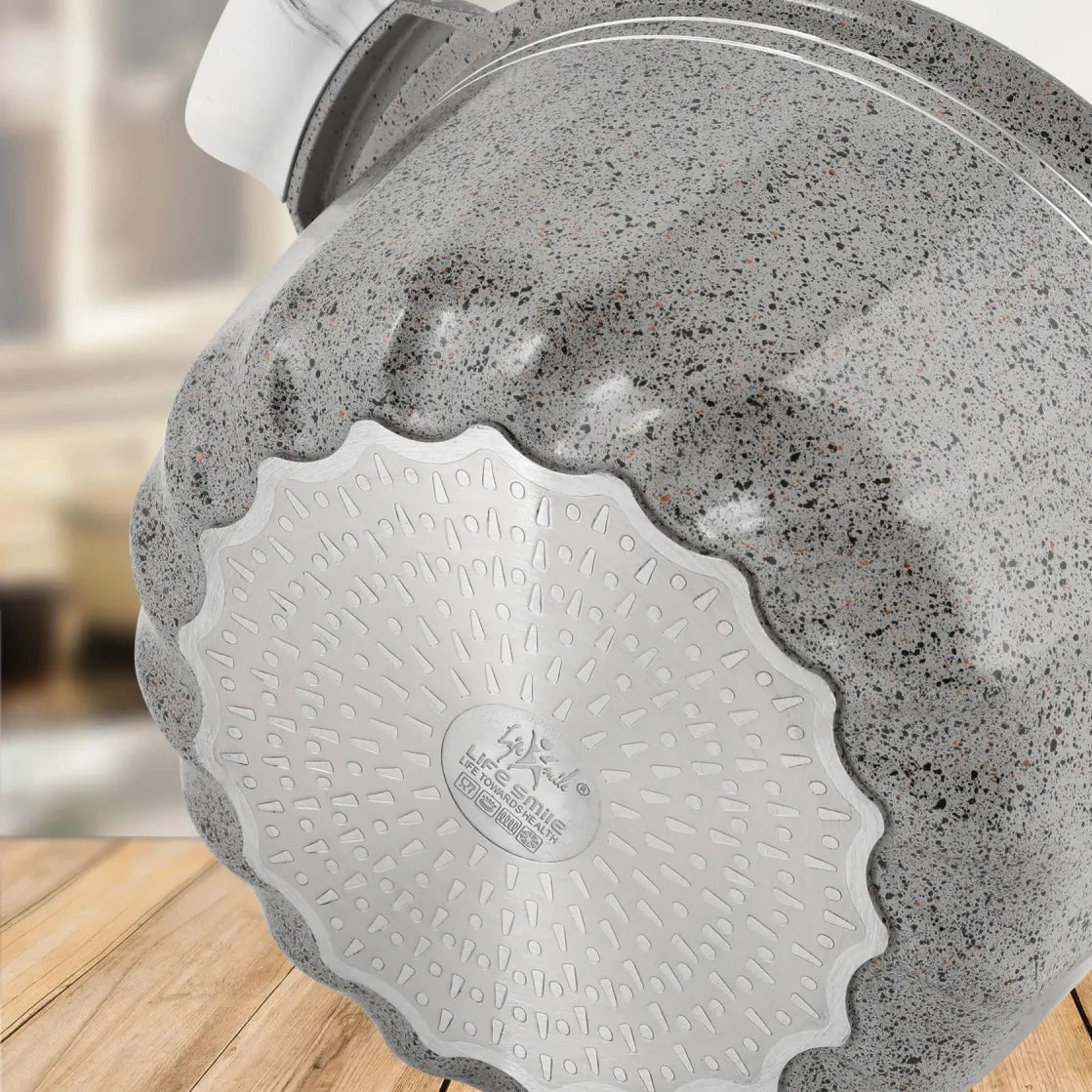 Premium Life Smile Granite Cookware Set (6 Pieces) – Multi-Layer Non-Stick with Tempered Glass Lids