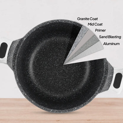 Premium Life Smile Granite Cookware Set (6 Pieces) – Multi-Layer Non-Stick with Tempered Glass Lids