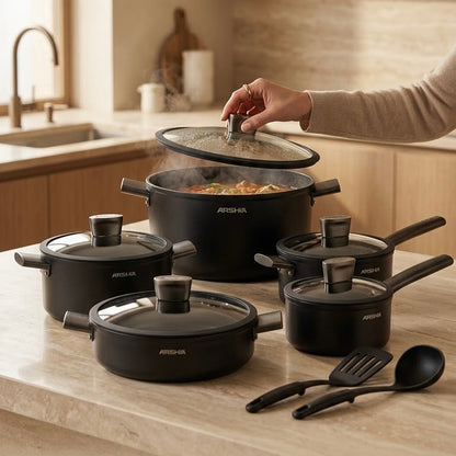 Arshia Forged Cookware Set - 12 Pcs