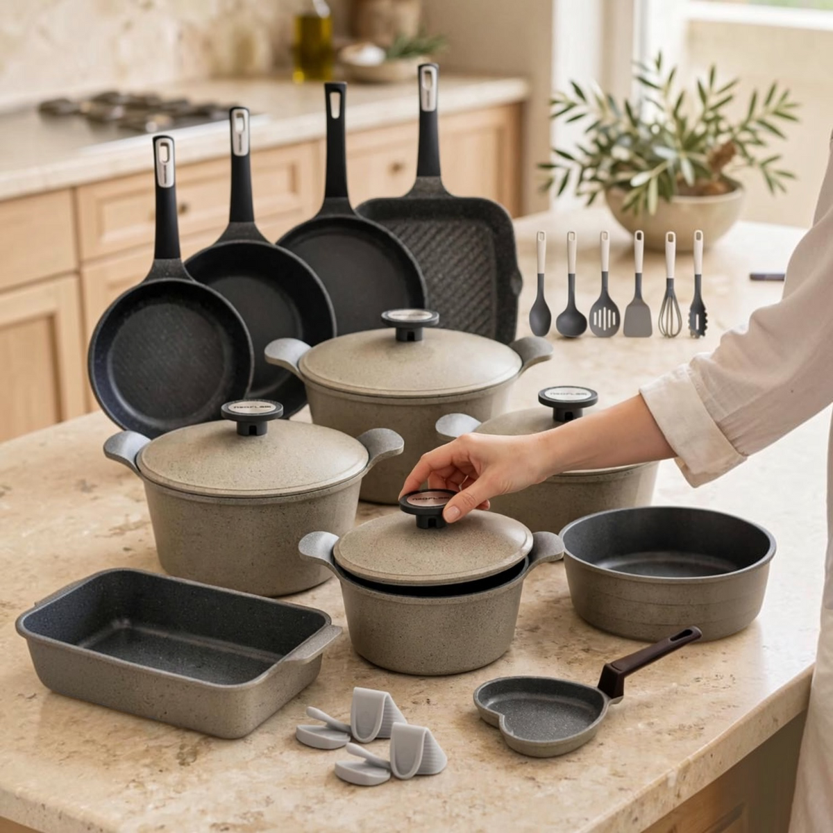 Neoflam Mega Non-Stick Granite Cookware Set (26 Pcs) – Complete Kitchen Master Collection