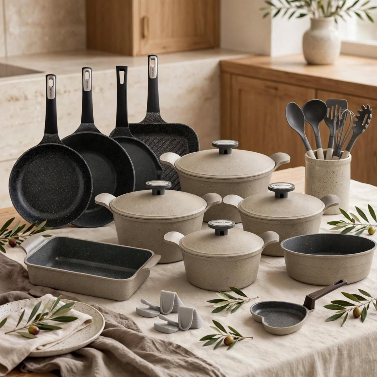 Neoflam Mega Non-Stick Granite Cookware Set (26 Pcs) – Complete Kitchen Master Collection