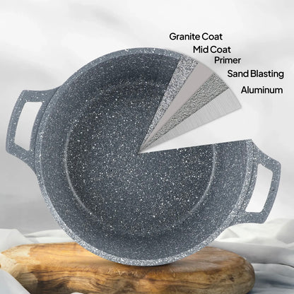 Premium Life Smile Granite Feast Pots (32cm, 36cm, 40cm) – Non-Stick Heavy-Duty Cookware in Blue