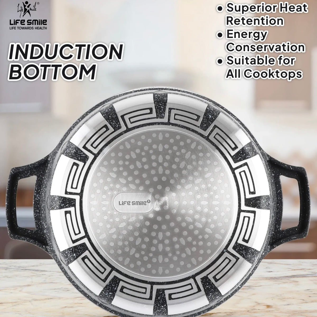Premium Life Smile Granite Feast Pots (32cm, 36cm, 40cm) – Non-Stick Heavy-Duty Cookware