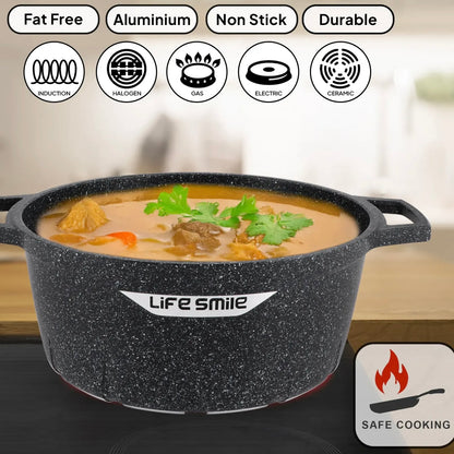 Premium Life Smile Granite Feast Pots (32cm, 36cm, 40cm) – Non-Stick Heavy-Duty Cookware