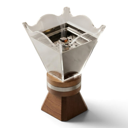 Modern Acrylic & Wood Incense Burner / Mabkhara with Scalloped Rim – Small