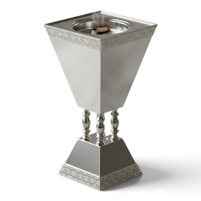Luxury Silver Incense Burner / Mabkhara with Ornate Pedestal Base – Large