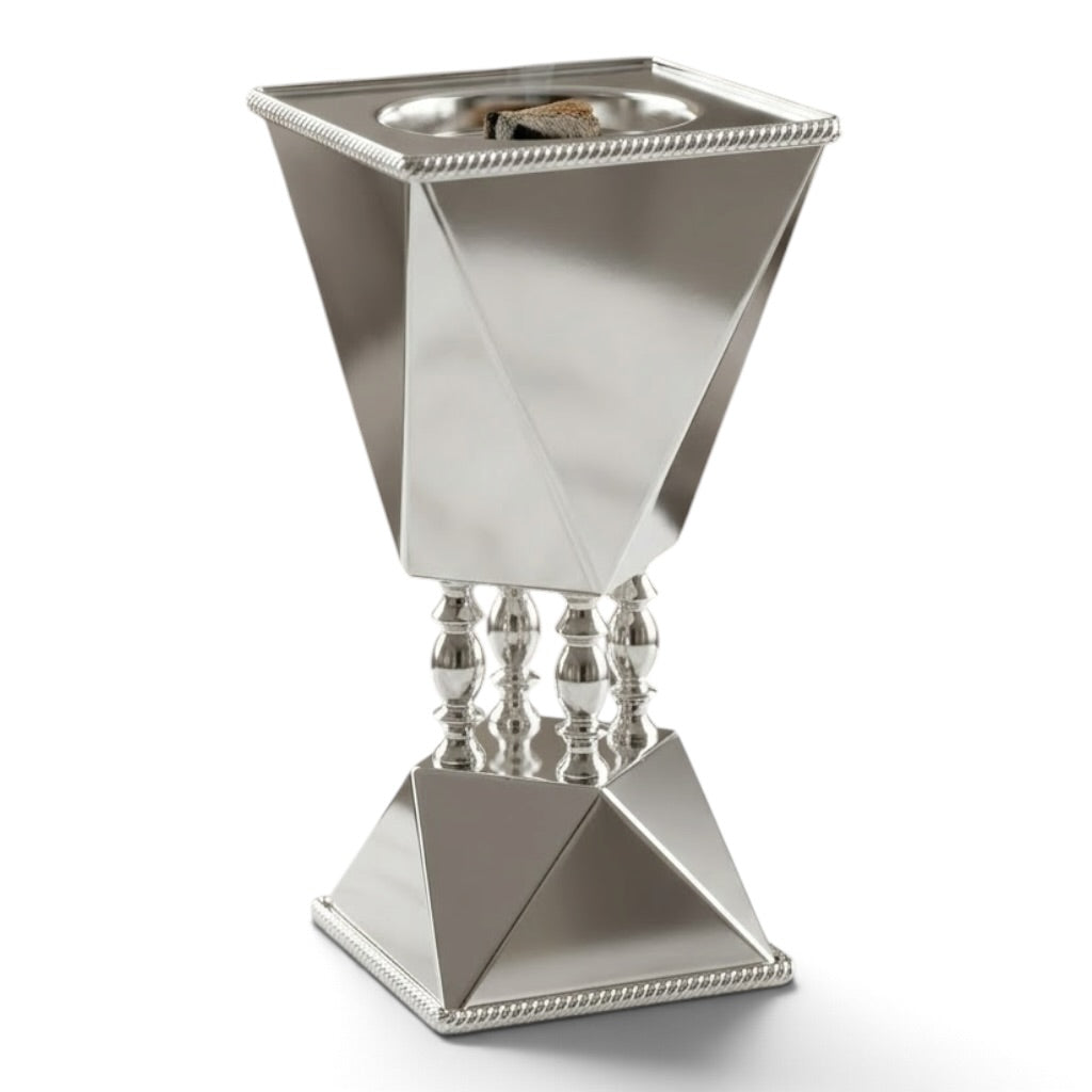 Luxury Silver Diamond-Cut Incense Burner / Mabkhara – Large
