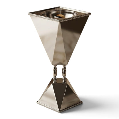 Luxury Diamond-Cut Chrome Incense Burner / Mabkhara – Large