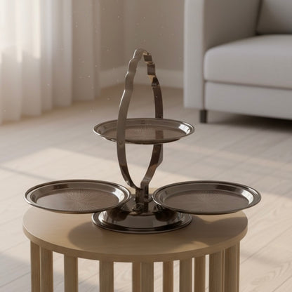 3-Tier Round Serving Stand Chrome - Mawaeen