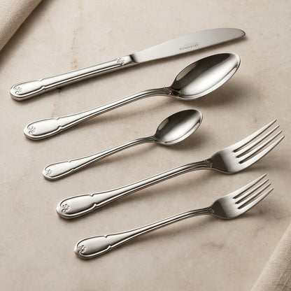 Alpen Berg Luxury Stainless Steel Cutlery Set (38 Pcs) with Stand – Classic Scalloped Handle Design - Mawaeen
