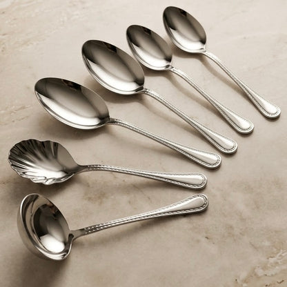 Alpen Berg Luxury Beaded Stainless Steel Serving & Hostess Set (6 Pcs) with Stand - Mawaeen