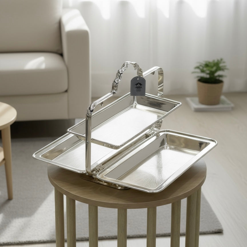 3-Tier Serving Stand Silver- (L) - Mawaeen