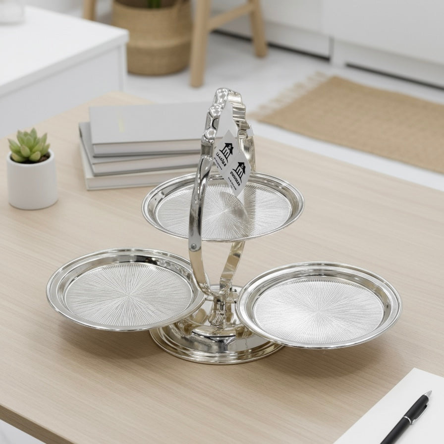 3-Tier Round Serving Stand Silver - Mawaeen
