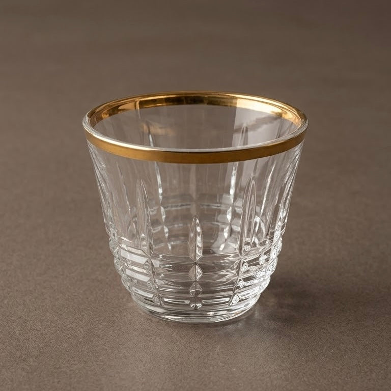 Cawa 6-Piece Gold-Trimmed Crystal Arabic Coffee Cup Set - Mawaeen