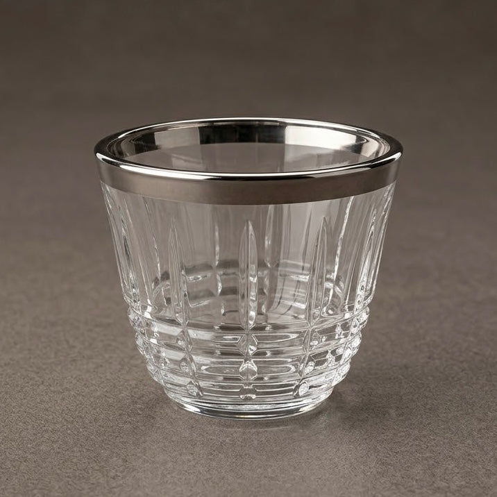 Cawa 6-Piece Silver-Rimmed Crystal Arabic Coffee Cup Set - Mawaeen