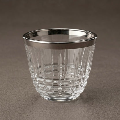Cawa 6-Piece Silver-Rimmed Crystal Arabic Coffee Cup Set - Mawaeen