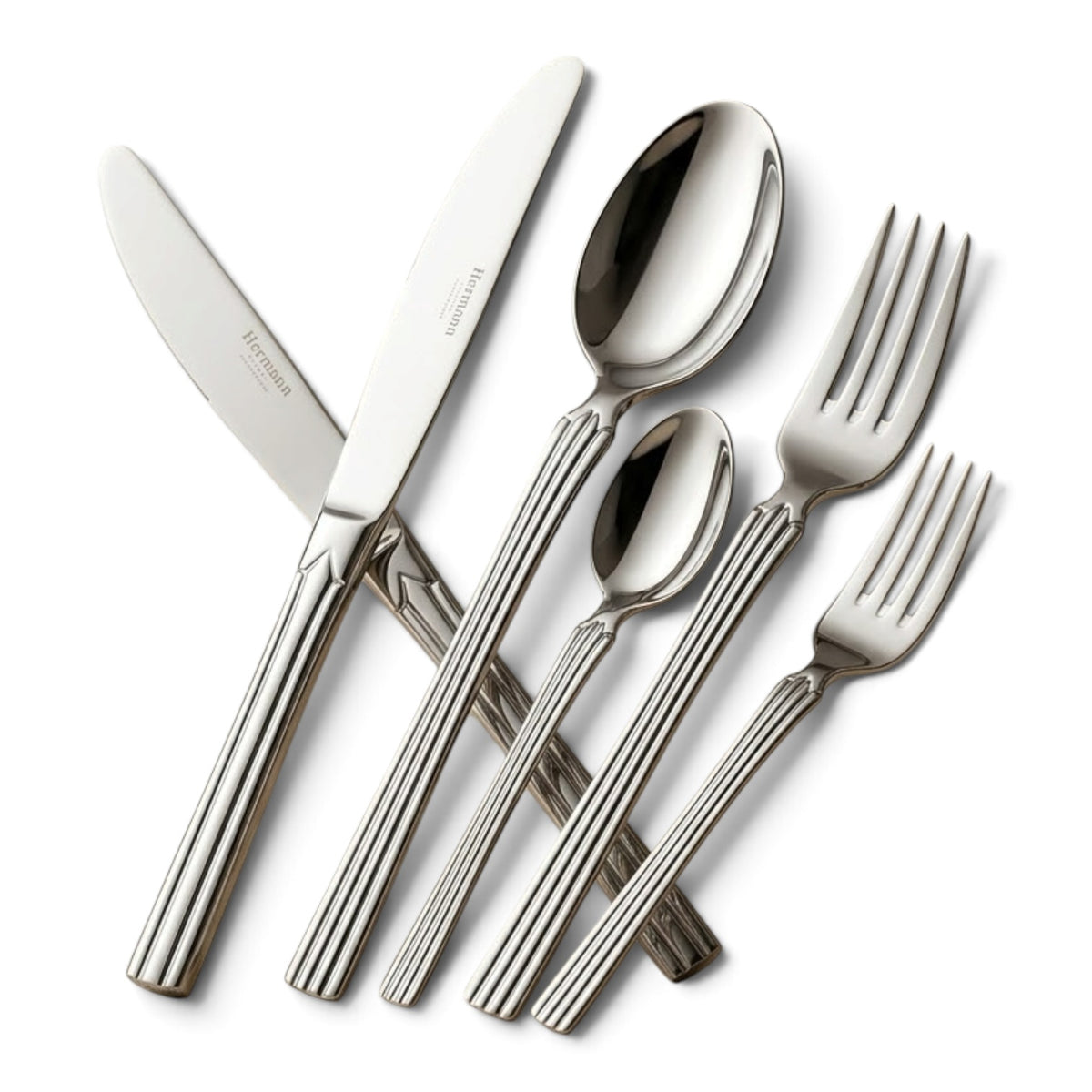 Alpen Berg Luxury Stainless Steel Cutlery Set (38 Pcs) with Stand – Ribbed Handle Design
